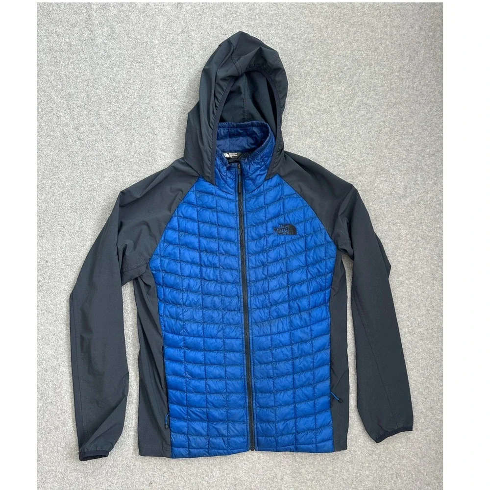 The North Face ThermoBall Hybrid Hoodie Mens Medium Blue Black Full Zip Jacket